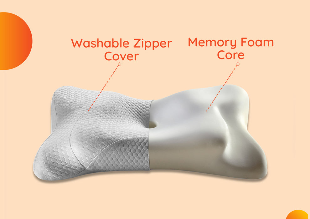 Sleepyhead Yawn Winged 3D Support Butterfly Memory Foam Pillow ( 26 x 15 Inch | White )