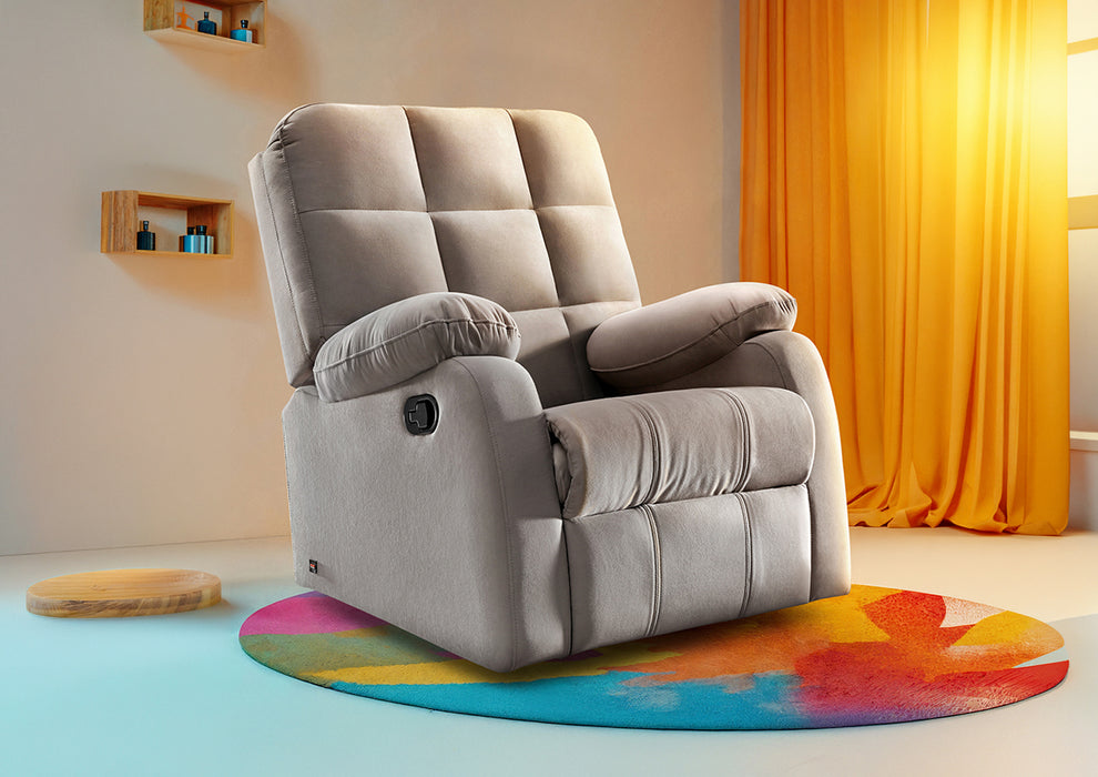 Sleepyhead RX5 - Single Seater Fabric Manual Recliner with Durable Spring Support | Steel Grey