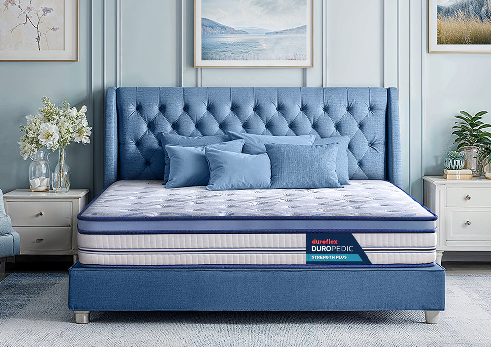 Duroflex Strength Plus - Doctor Recommended | 5 Zone Dual Density Orthopedic Support layer |High Density Coir |8 Inch Queen Size Memory Foam Euro-top Mattress