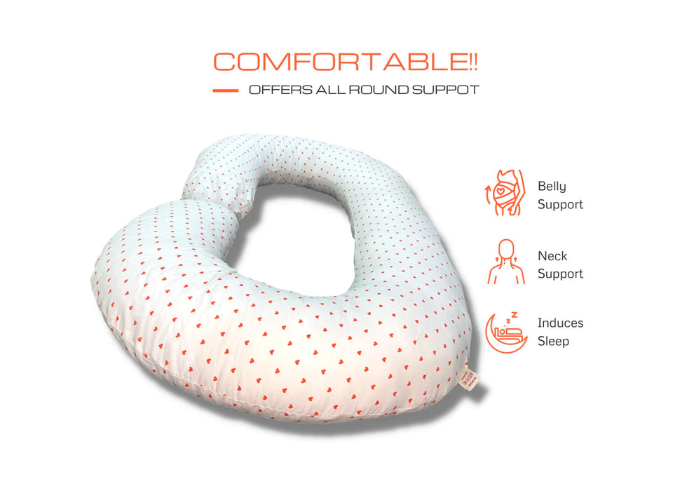 Quilt Comfort - C Shape Pregnancy Pillow - Blooming Hearts