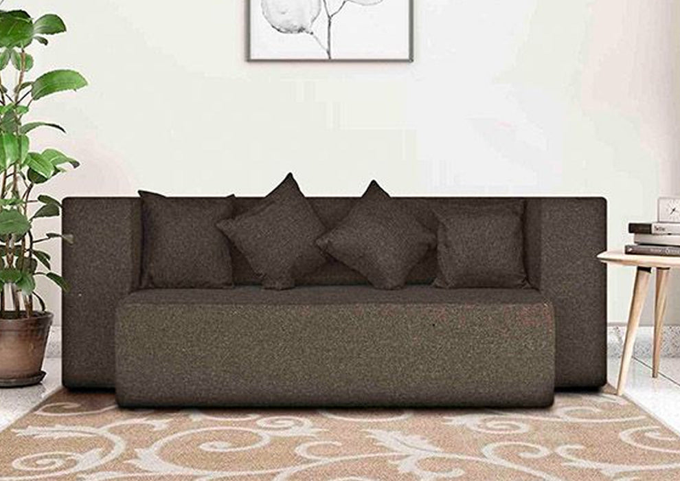 FRESH UP COMFORTZILA Three Seater Dark Brown Sofa Cum Bed-Jute Fabric