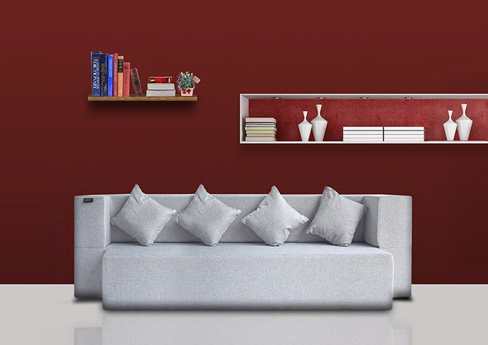 FRESH UP COMFORTZILA Three Seater Light Grey Sofa Cum Bed-Jute Fabric