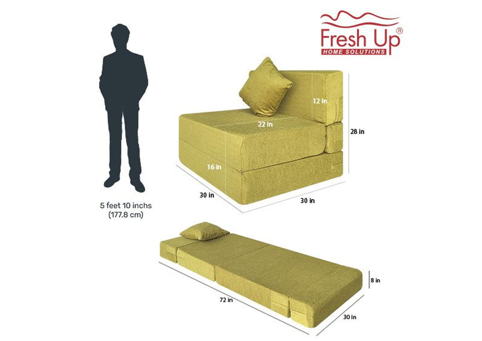 FRESH UP - Single Seater Molphino-Green Sofa Cum Bed - Without Arm