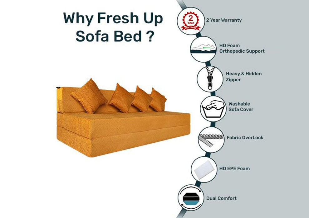 FRESH UP - Four Seater Molphino - Orange Sofa Cum Bed - Without Arm
