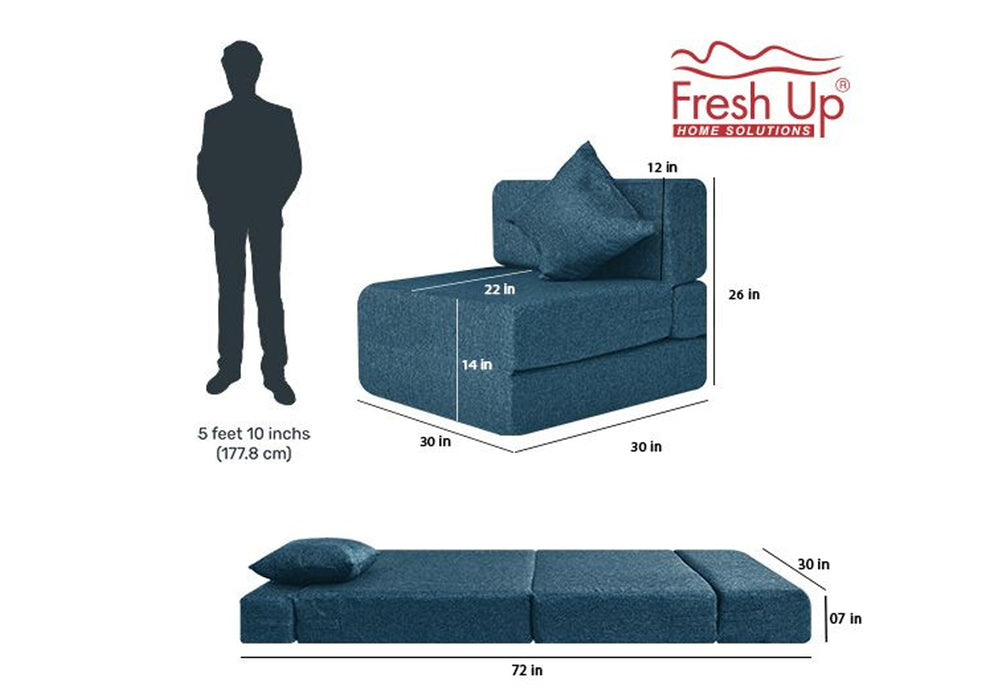 FRESH UP - Single Seater Jute-Blue Sofa Cum Bed - Without Arm