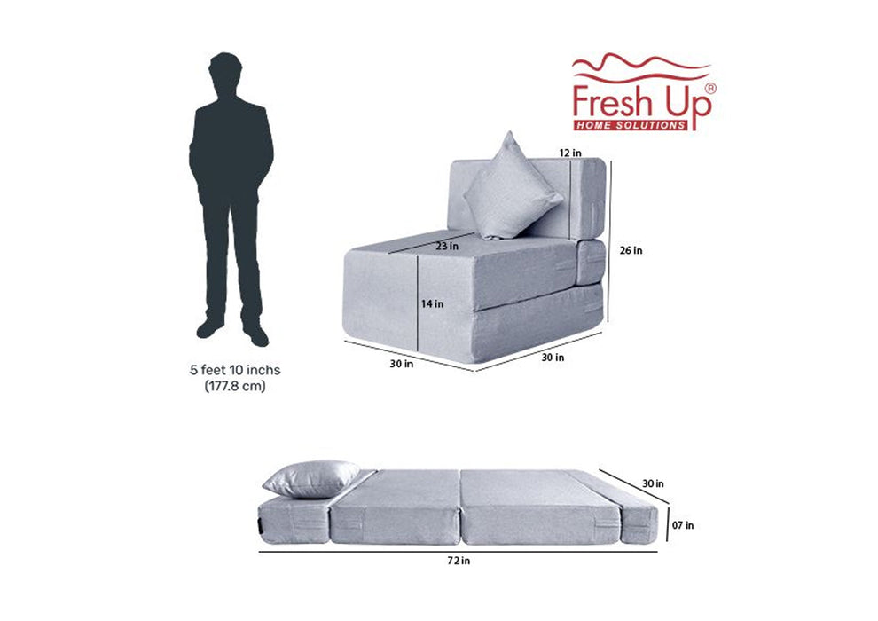 FRESH UP - Single Seater Jute-Light Grey Sofa Cum Bed - Without Arm