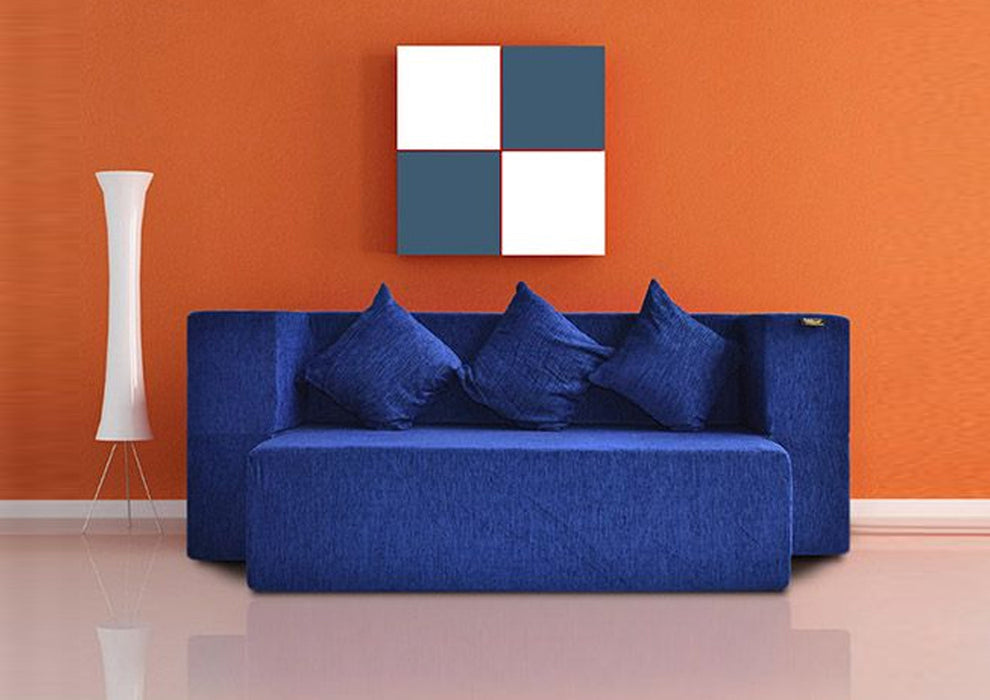 FRESH UP SIESTA Four Seater Blue Sofa Cum Bed-Molphino Fabric