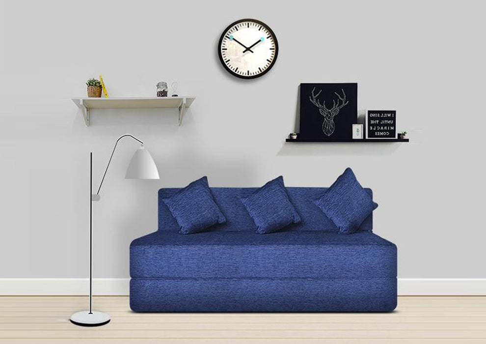 FRESH UP - Three Seater Molphino - Blue Sofa Cum Bed - Without Arm