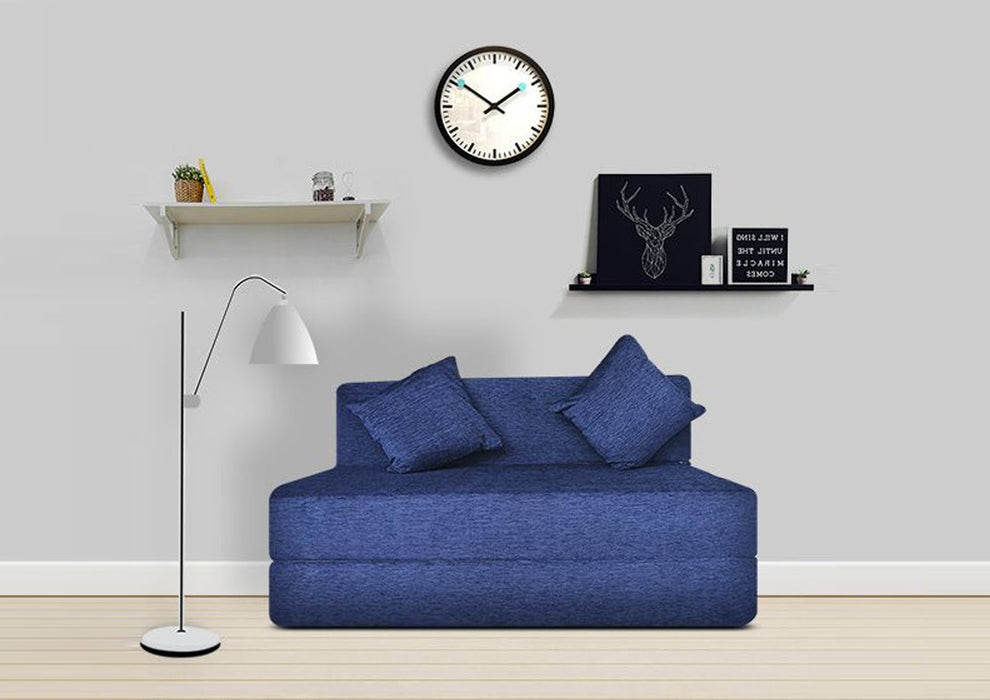 FRESH UP - Two Seater Molphino - Blue Sofa Cum Bed - Without Arm