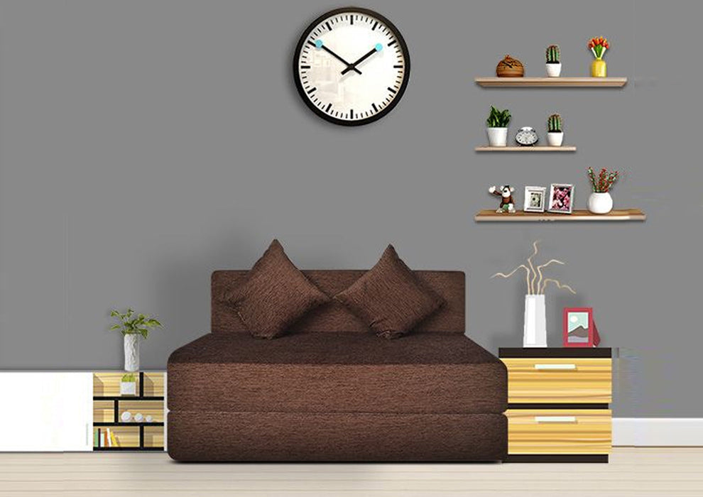 FRESH UP - Two Seater Molphino - Brown Sofa Cum Bed - Without Arm