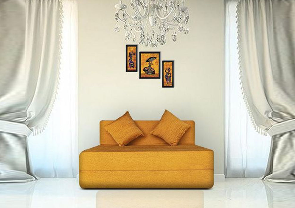 FRESH UP - Two Seater Molphino - Orange Sofa Cum Bed - Without Arm