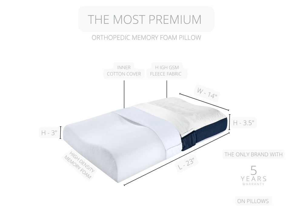 Sleephill - Contour Cool Gel Memory Foam Pillow with Removable Zipper Cover