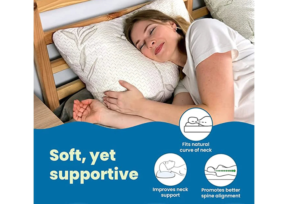 Sleepsia Bamboo Pillow Premium Pillows Memory Foam Pillow with Washable Pillow Case (Adjustable)