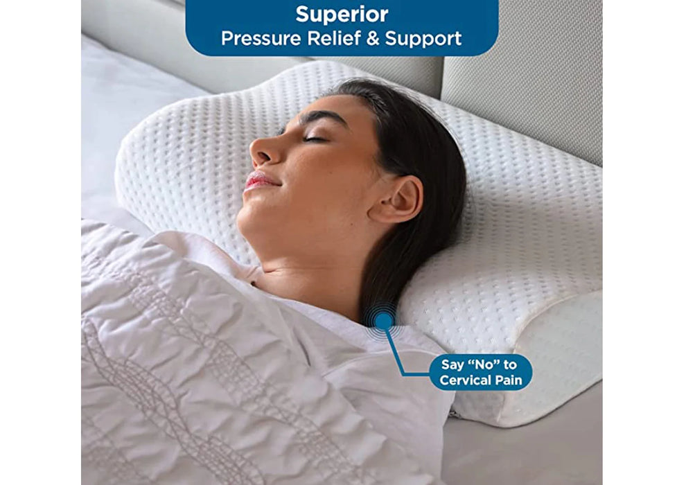 Sleepsia Cervical Contour Memory Foam Pillow, Gel Pillow with Washable Cover (Standard, Pack of 1)