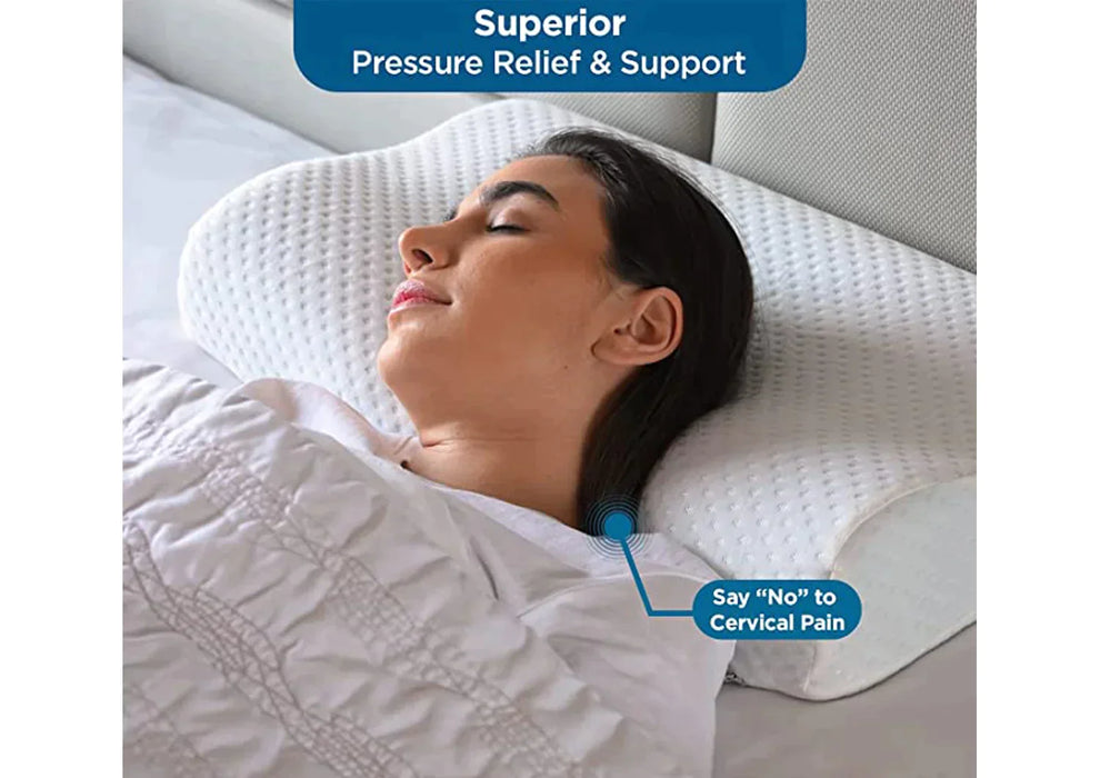 Sleepsia Cool Gel Contour Cervical Orthopedic Memory Foam Pillow for Neck and Shoulder Pain - Bed Pillows for Sleeping (Pack of 2)
