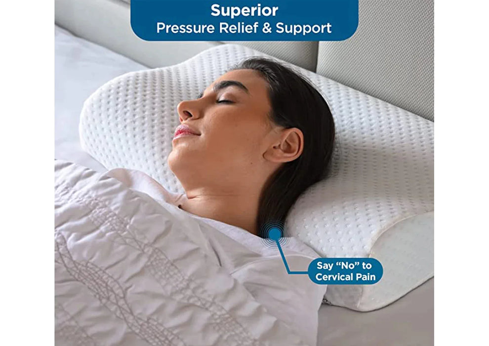 Sleepsia Cool Gel Contour Cervical Orthopedic Memory Foam Pillow for Neck and Shoulder Pain - Bed Pillows for Sleeping (Pack of 4)