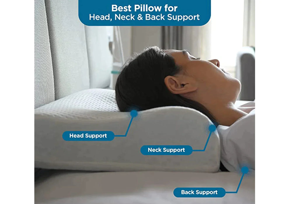 Sleepsia Cool Gel Contour Cervical Orthopedic Memory Foam Pillow for Neck and Shoulder Pain - Bed Pillows for Sleeping (Pack of 3)