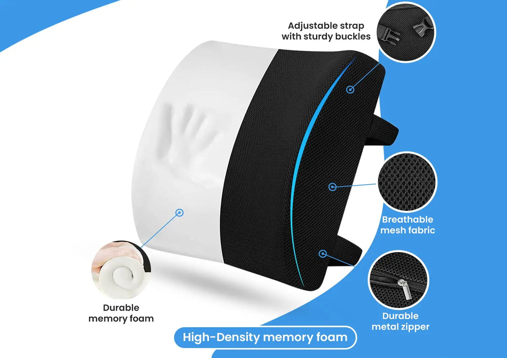 Sleepsia Lower Back Pain Half Lumbar Support Memory Foam Orthopedic Cushion