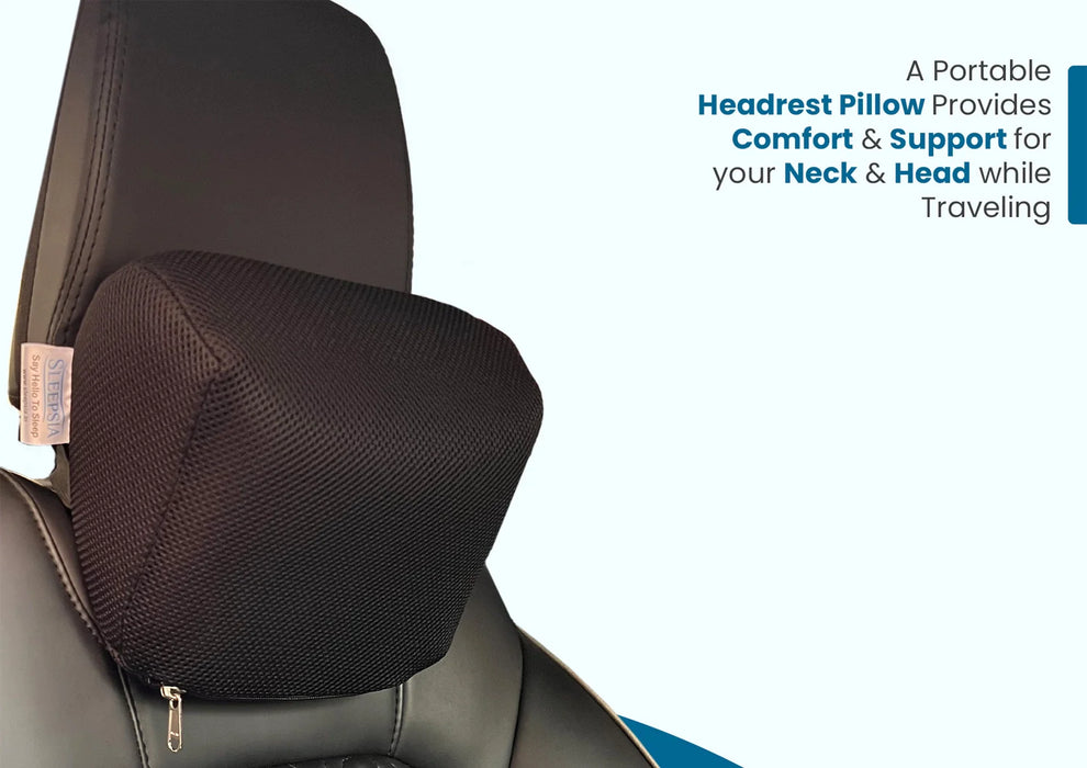 Sleepsia Memory Foam Car Headrest Cushion, Neck Rest Seat Pillow for Pain Relief, Balanced Softness