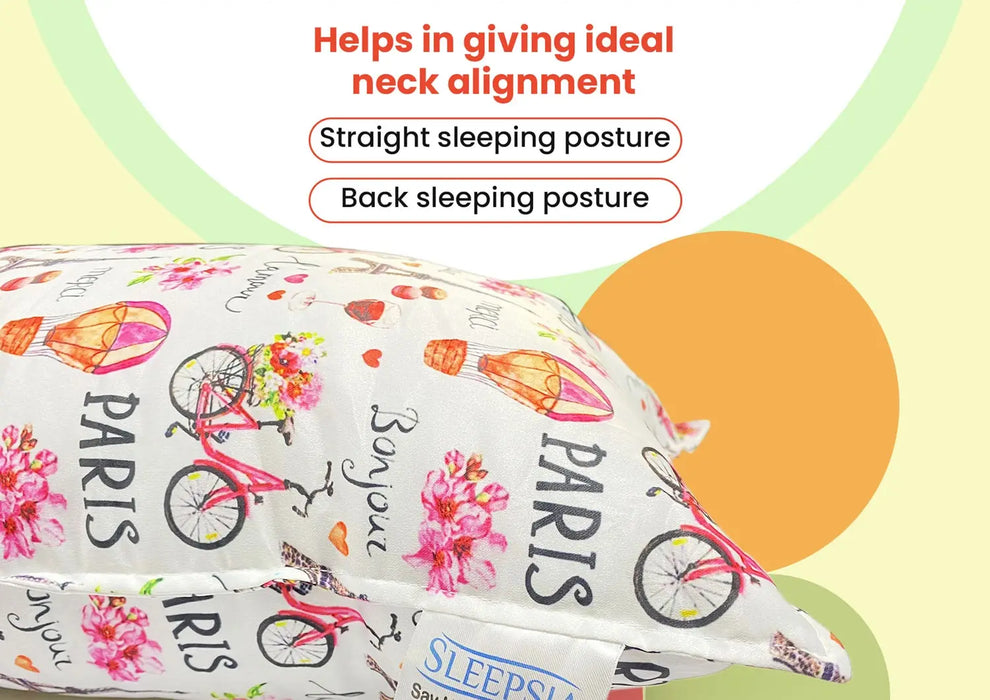 Sleepsia Microfiber Baby Pillow for Sleeping ,Ultra Soft Pillow, with Paris Print , Multicolour Toddler Pillow