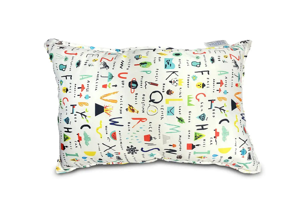 Sleepsia Microfiber Baby Pillow for Sleeping with Alphabetic Print, Multicolour Toddler Baby Pillow for Bedding