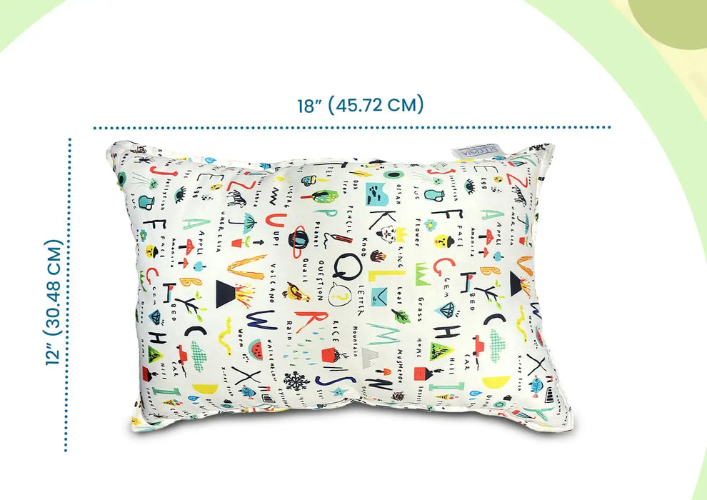Sleepsia Microfiber Baby Pillow for Sleeping with Alphabetic Print, Multicolour Toddler Baby Pillow for Bedding