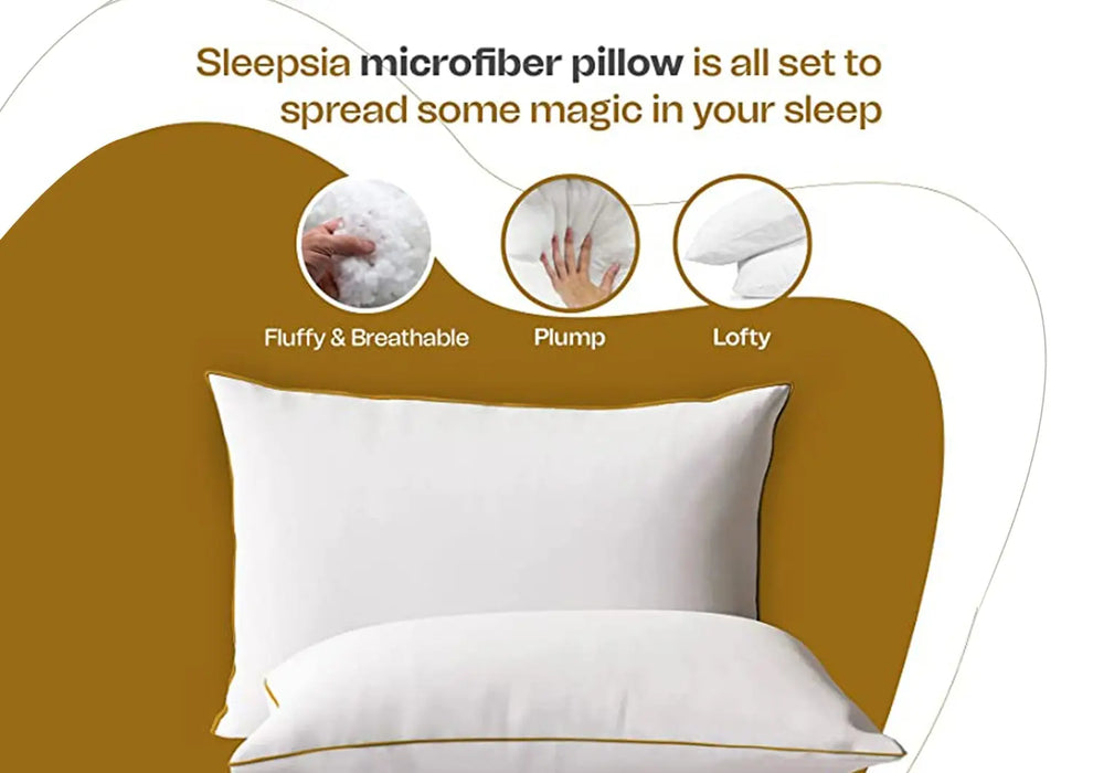 Sleepsia Microfiber Large Fluffy Ultra Soft Hotel Pillows for Sleeping, Comfortable Down Alternative  Machine Washable Pillow (17" X 27") Pack of 2