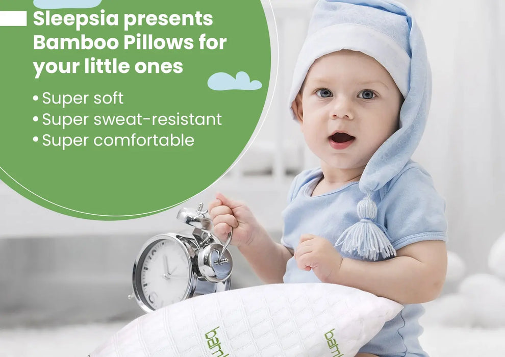 Sleepsia Supersoft Kids Pillows - 12"X18" Breathable Bamboo Pillows for Sleeping - Ultra Supportive Shredded Memory Foam Premium Fill