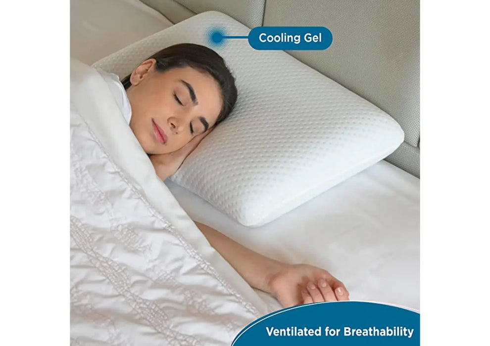 Sleepsia Ventilated Memory Foam Neck & Body Pillow with Cooling Gel, Washable Cover