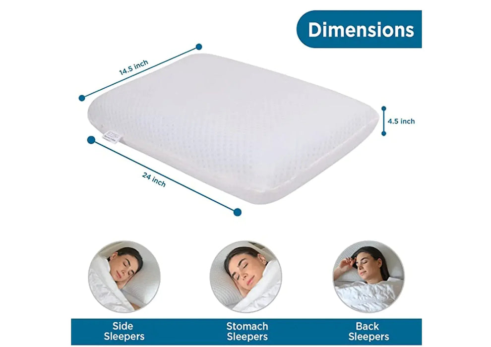 Sleepsia Ventilated Memory Foam Neck & Body Pillow with Cooling Gel (Pack of 2)