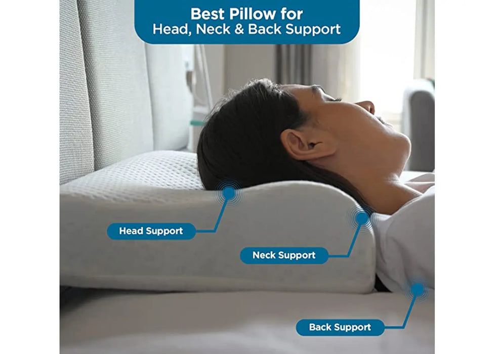 Sleepsia Ventilated Memory Foam Neck Pillow for Neck & Shoulder Pain Relief(Pack of 2)