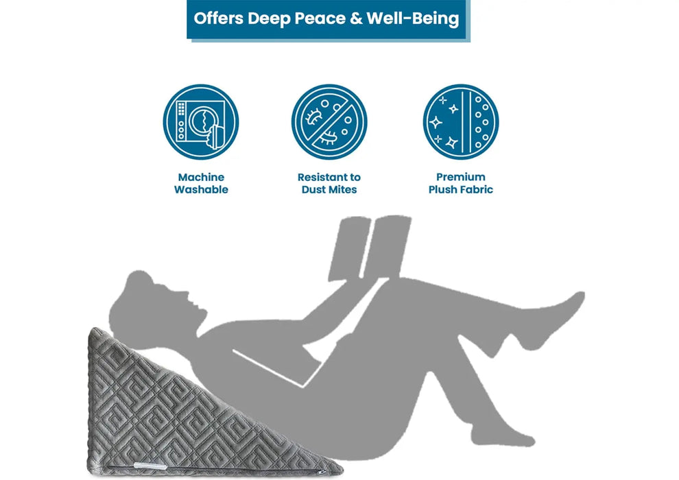 Sleepsia Wedge Pillow Memory Foam Incline Pillow for Back Support, Acid Reflux, Leg Elevation Pillow