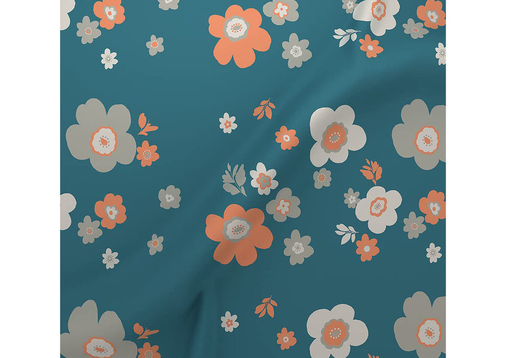 Sleepyhead Bloom - 180TC 100% Cotton Bedsheet with 2 Pillow Covers, Dark Teal