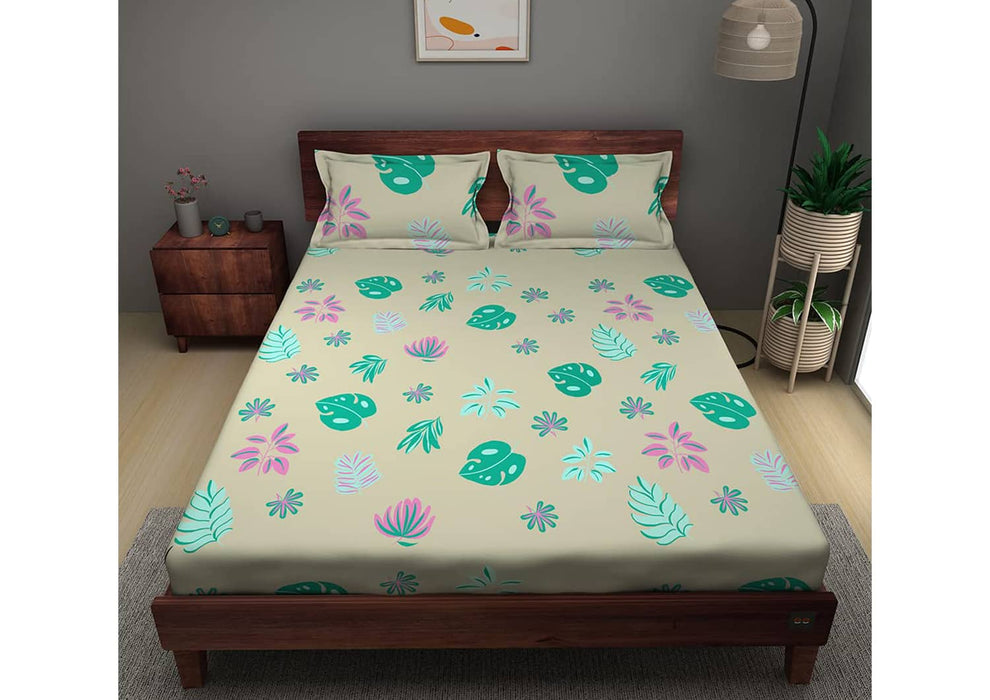Sleepyhead Hawaii - 180TC 100% Cotton Bedsheet with 2 Pillow Covers, Crème