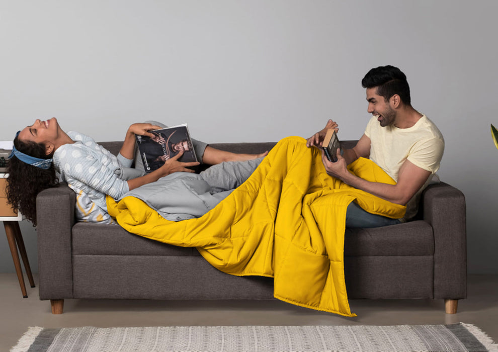 Sleepyhead Reversible Microfiber Comforter, Chrome Yellow & Ash Grey -  220 GSM