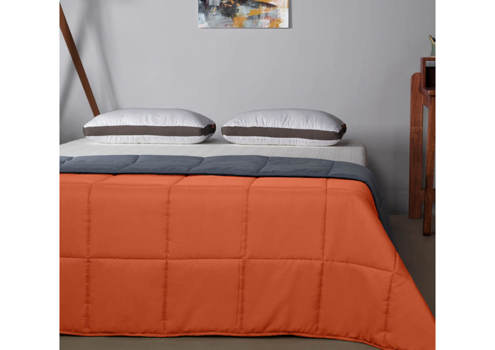 Sleepyhead Reversible Microfiber Comforter, Citrus Orange and Ash Grey - 220 GSM