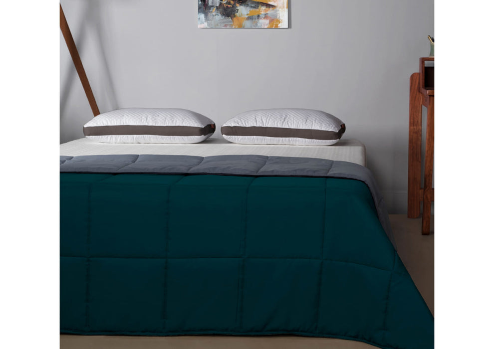 Sleepyhead Reversible Microfiber Comforter, Deep Teal and Ash Grey - 220 GSM