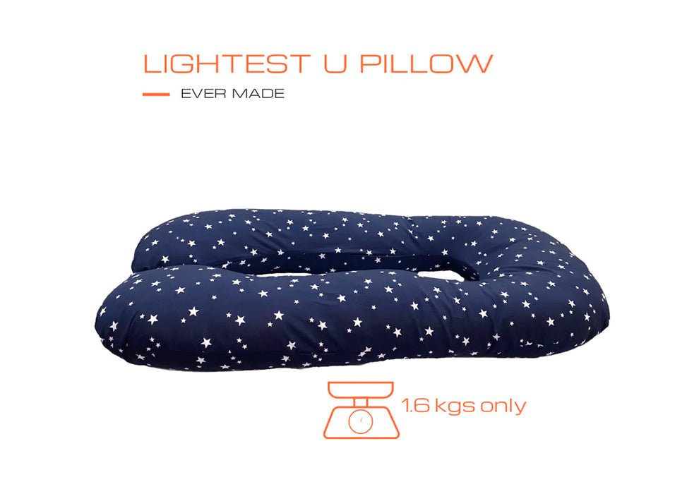 Quilt Comfort - U Shape Pregnancy Pillow - Starry Nights with Poly-Cotton Cover